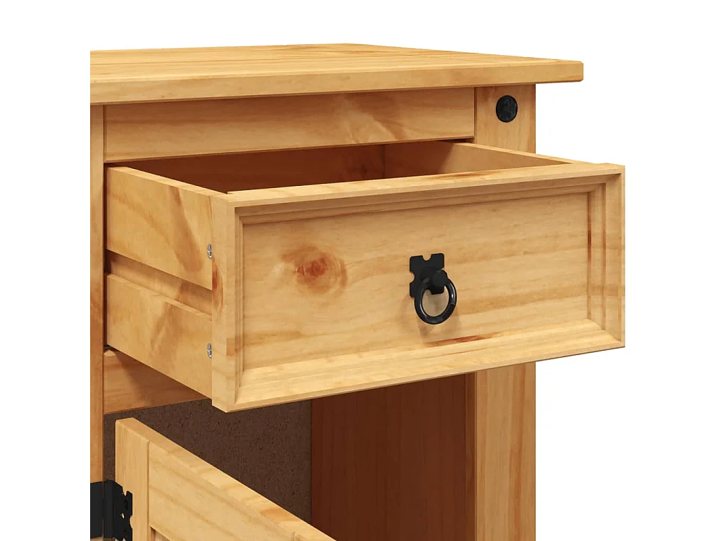 Nachttisch Nachtschrank im Mexiko-Stil Kiefer Massiv 53x39x66 cm -RN42921