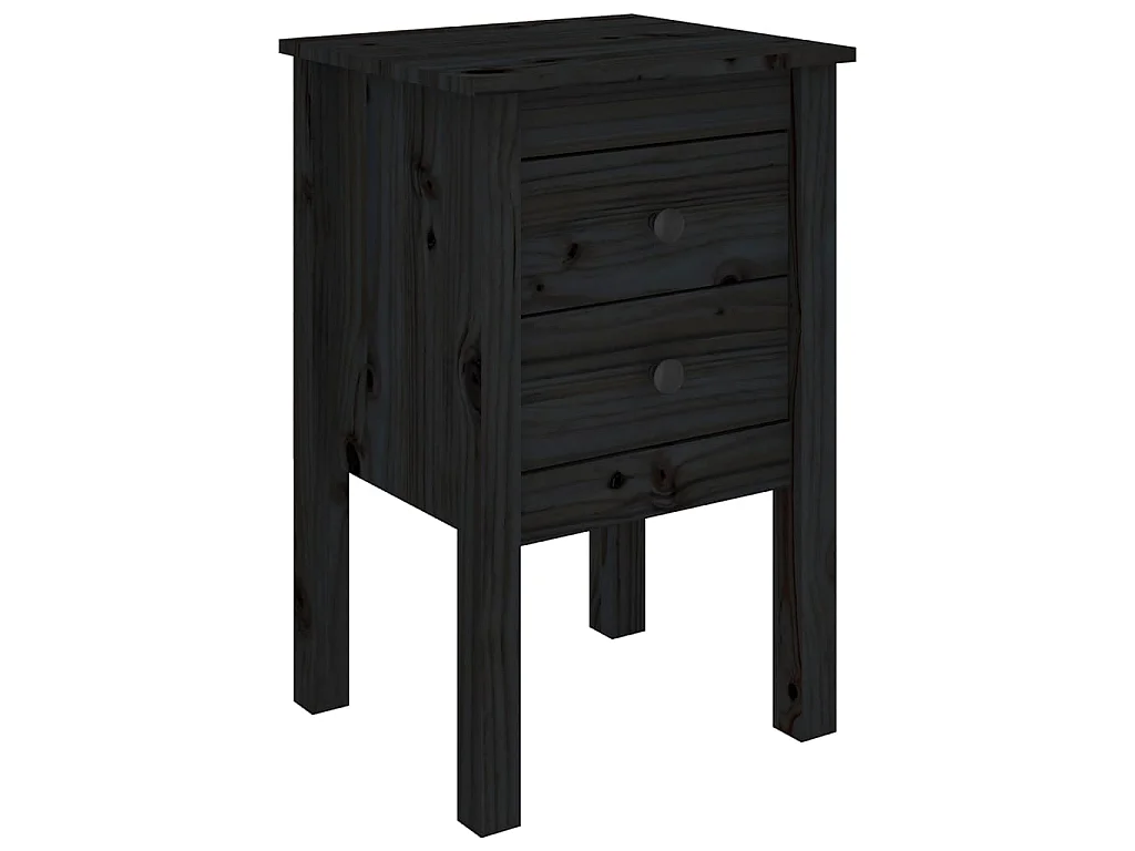 2er-Set Nachttische Nachtschrank Schwarz 40x35x61,5 cm Massivholz Kiefer -RN96860