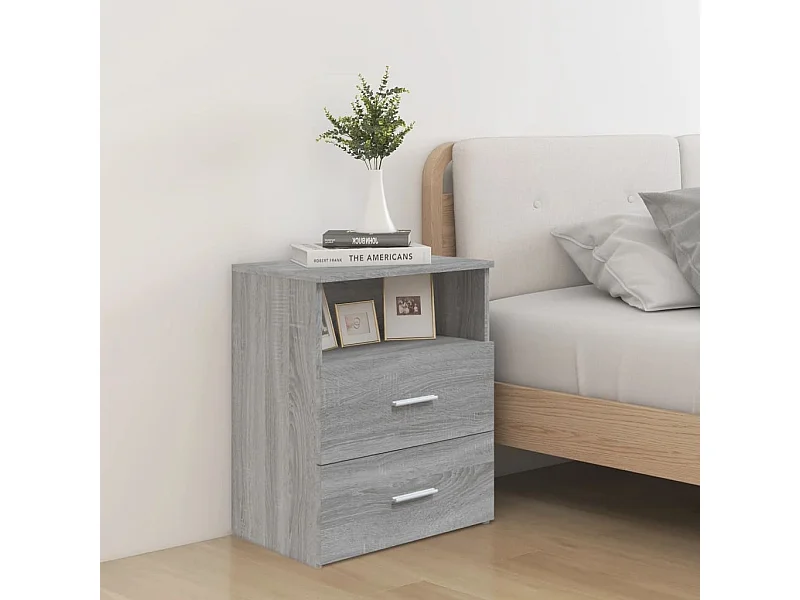 Nachttisch Grau Nachtschrank Sonoma 50x32x60 cm -RN14900