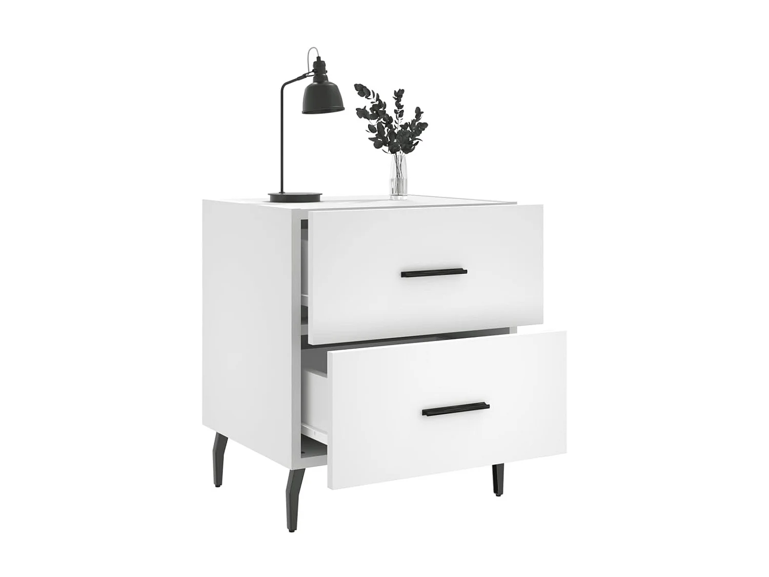 2er-Set Nachttische Nachtschrank Weiß 40x35x47,5 cm Holzwerkstoff -RN29915