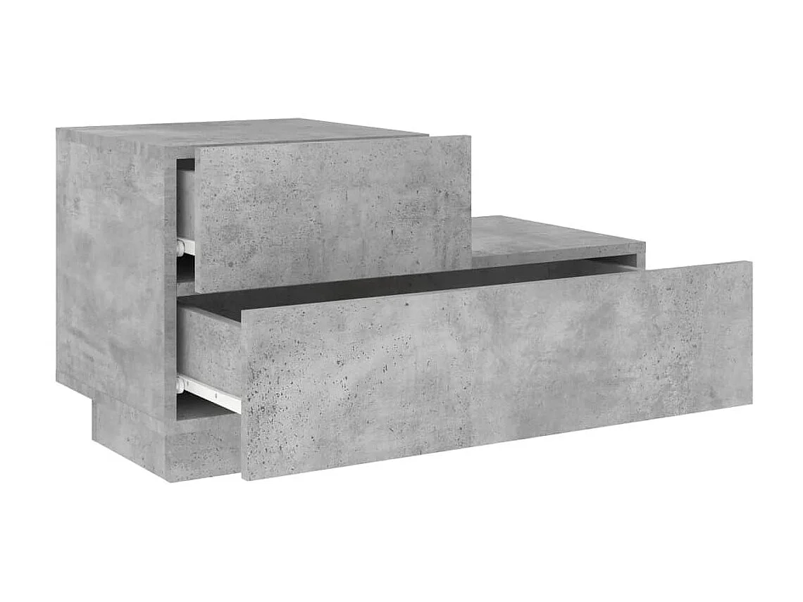Nachttisch Nachtschrank mit LED-Leuchten Betongrau 70x36x40,5 cm -RN77535