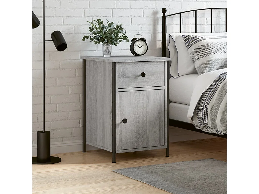 Nachttisch Grau Nachtschrank Sonoma 40x42x60 cm Holzwerkstoff -RN61950