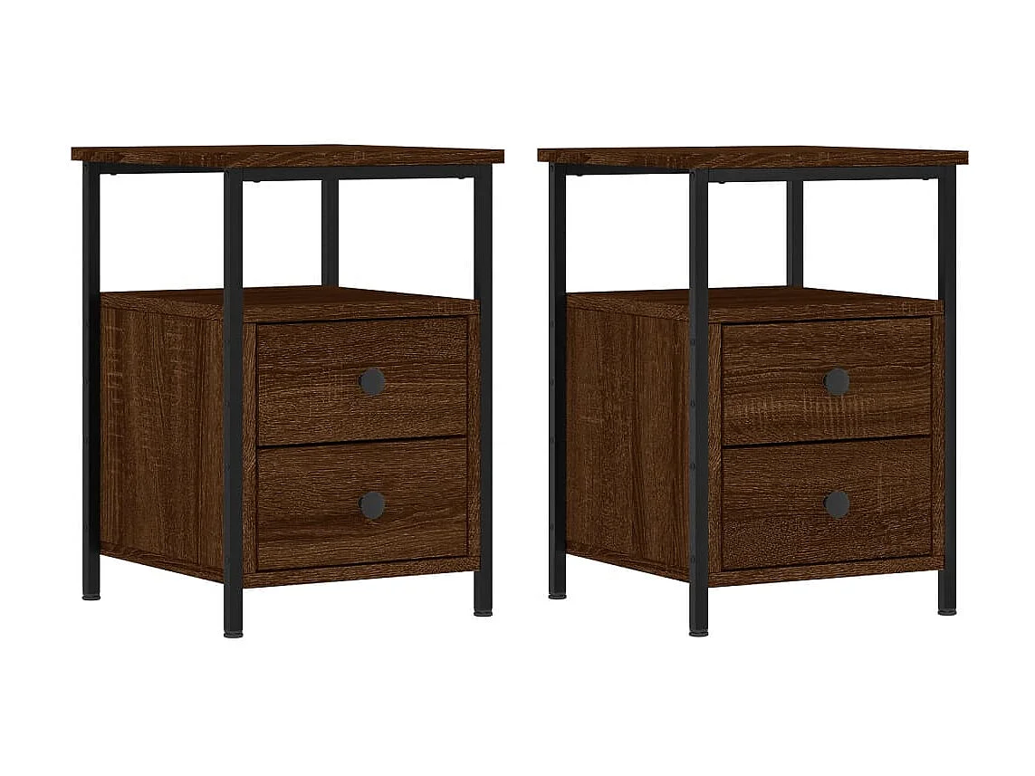 2er-Set Nachttische Nachtschrank Braun Eichen-Optik 34x35,5x50cm Holzwerkstoff -RN43484