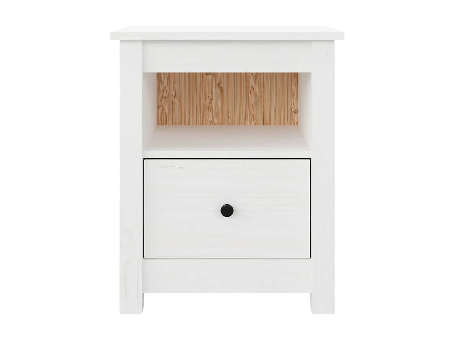 2er-Set Nachttische Nachtschrank Weiß 40x35x49 cm Massivholz Kiefer -RN51841