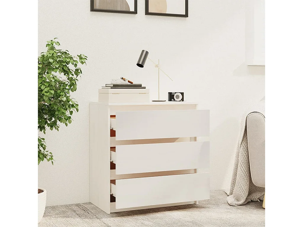 Nachttische Weiß Nachtschrank 60x36x64 cm Massivholz Kiefer -RN77144