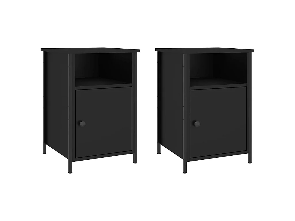 2er-Set Nachttische Nachtschrank Schwarz 40x42x60 cm Holzwerkstoff -RN80535