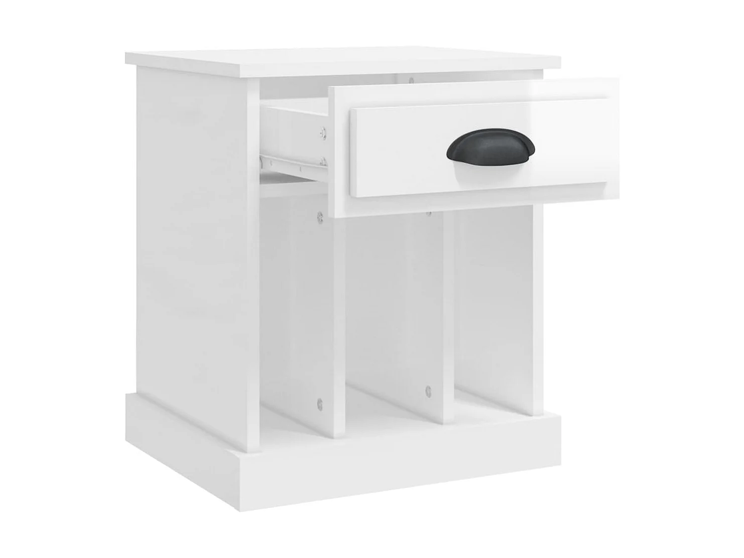 Nachttisch Nachtschrank Hochglanz-Weiß 43x36x50 cm -RN92443