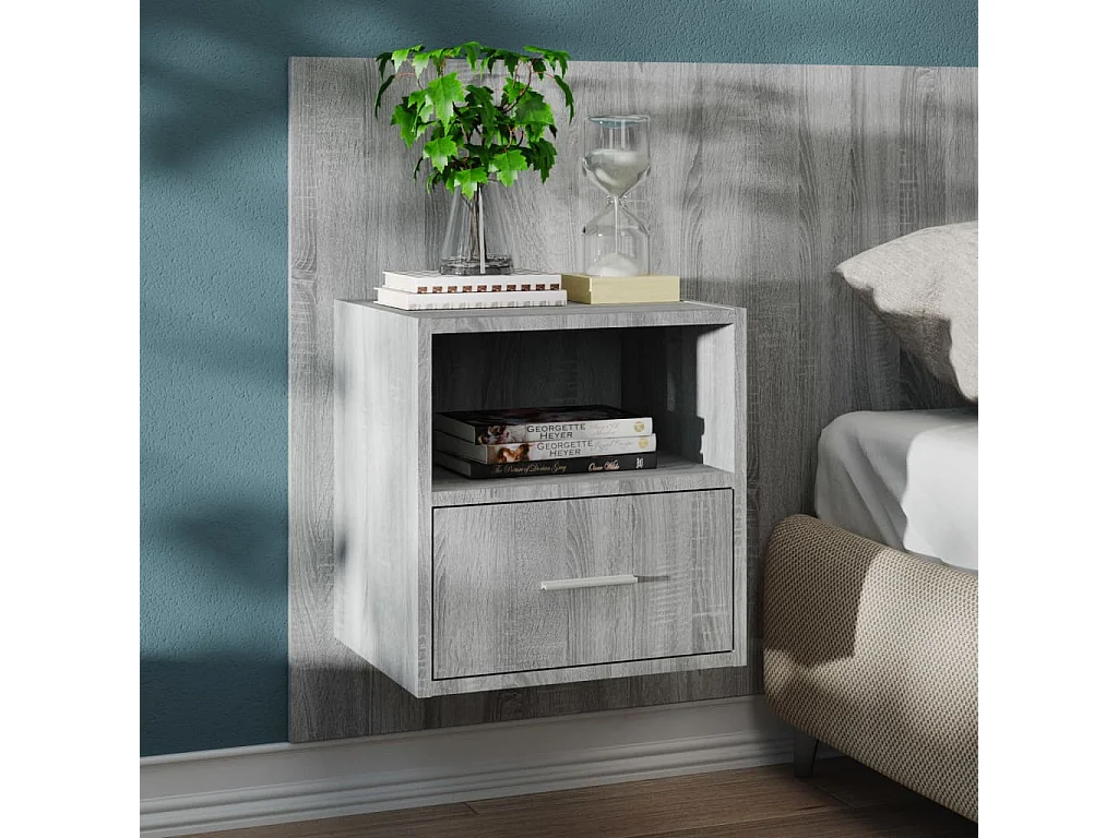 Wand-Nachttisch Grau Nachtschrank Sonoma -RN83184