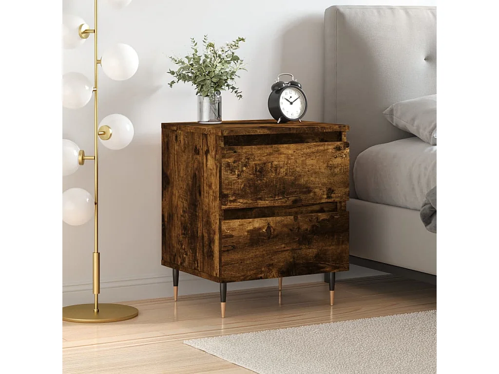 Nachttisch Nachtschrank Räuchereiche 40x35x50 cm Holzwerkstoff -RN21641