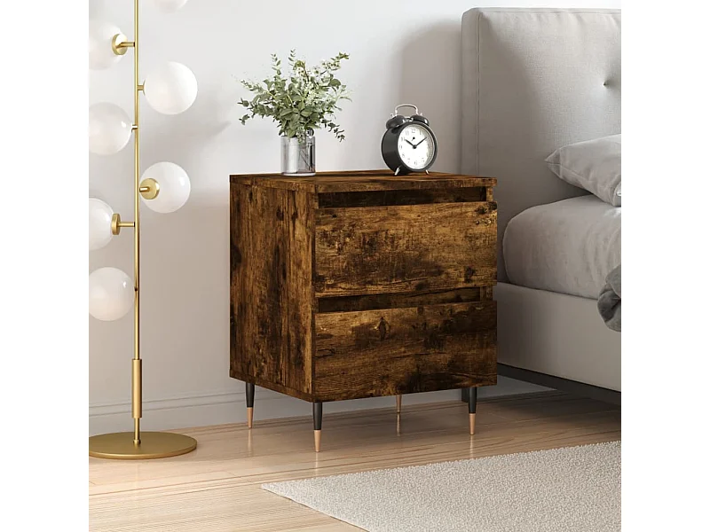 Nachttisch Nachtschrank Räuchereiche 40x35x50 cm Holzwerkstoff -RN21641