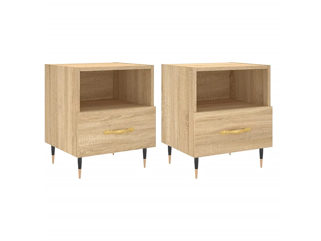 2er-Set Nachttische Nachtschrank Sonoma-Eiche 40x35x47,5 cm Holzwerkstoff -RN29770