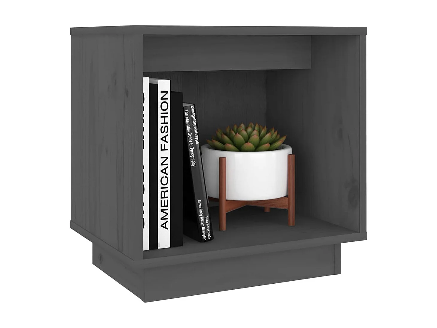 Nachttisch Grau Nachtschrank 40x30x40 cm Massivholz Kiefer -RN12791