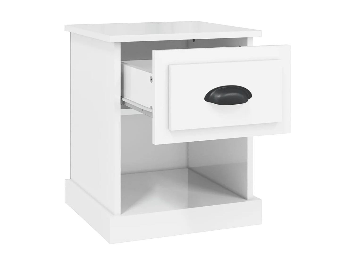 Nachttisch Nachtschrank Hochglanz-Weiß 39x39x47,5 cm Holzwerkstoff -RN43912