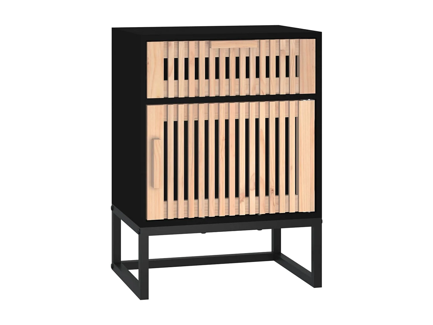 2er-Set Nachttische Nachtschrank Schwarz 40x30x55,5 cm Holzwerkstoff & Eisen -RN91421