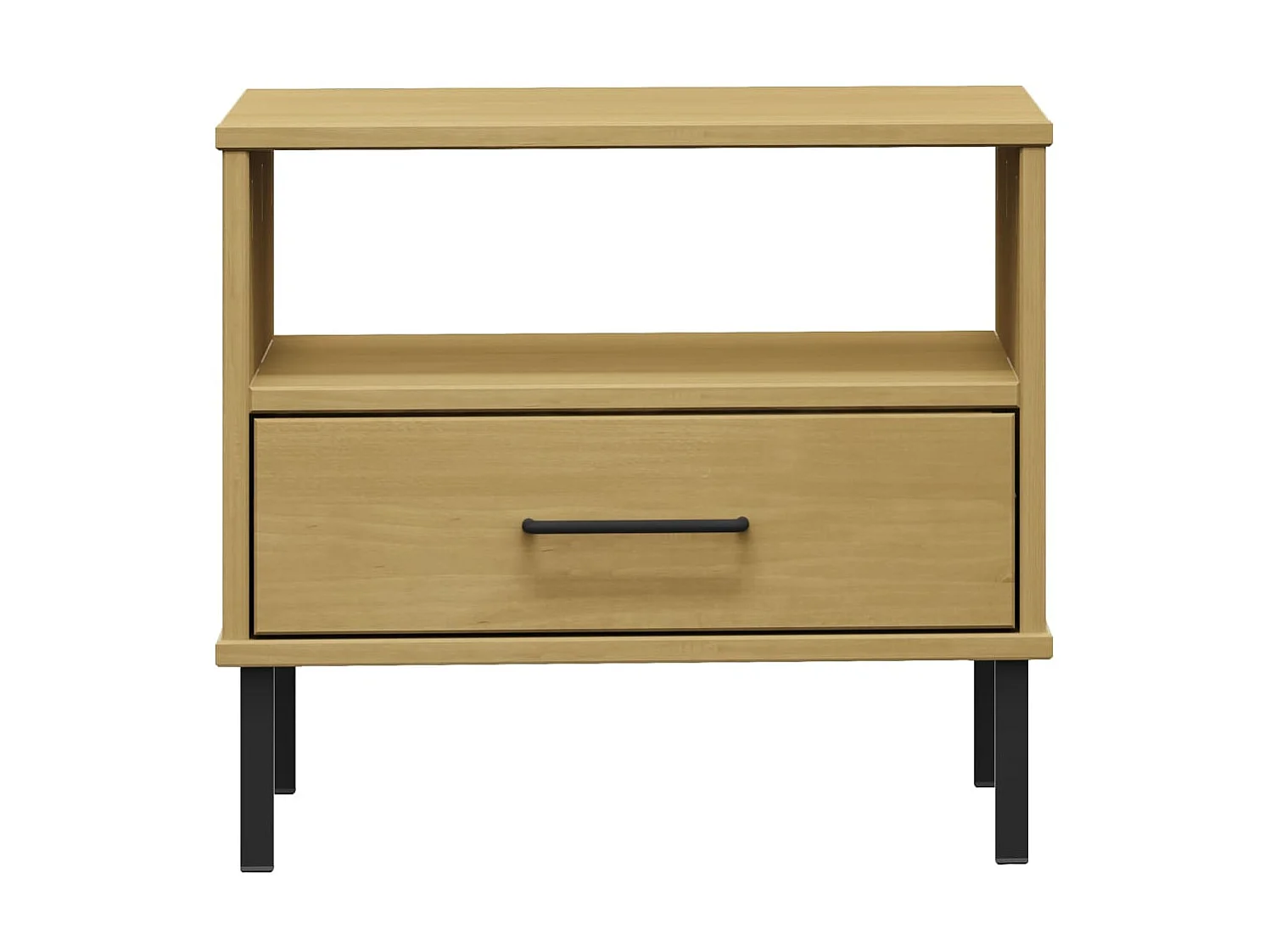 Nachttisch Nachtschrank OSLO mit Metallbeinen Braun Massivholz Kiefer -RN42976