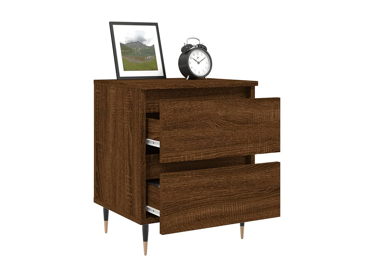 Nachttisch Nachtschrank Braun Eichen-Optik 40x35x50 cm Holzwerkstoff -RN89388