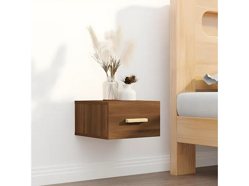 Wand-Nachttisch Nachtschrank Braun Eichen-Optik 35x35x20 cm -RN79505