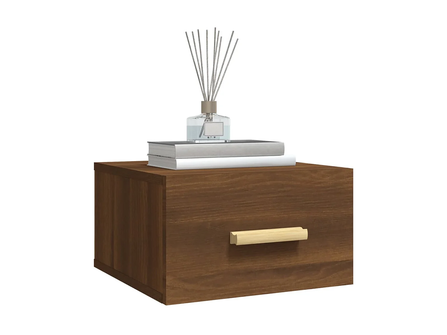 Wand-Nachttisch Nachtschrank Braun Eichen-Optik 35x35x20 cm -RN79505