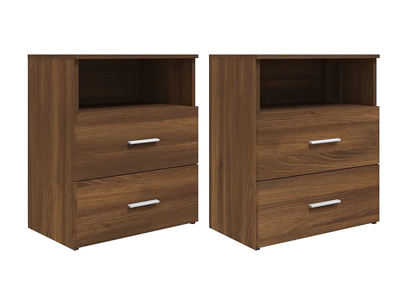 2er-Set Nachttische Nachtschrank Braun Eichen-Optik 50x32x60 cm -RN12663