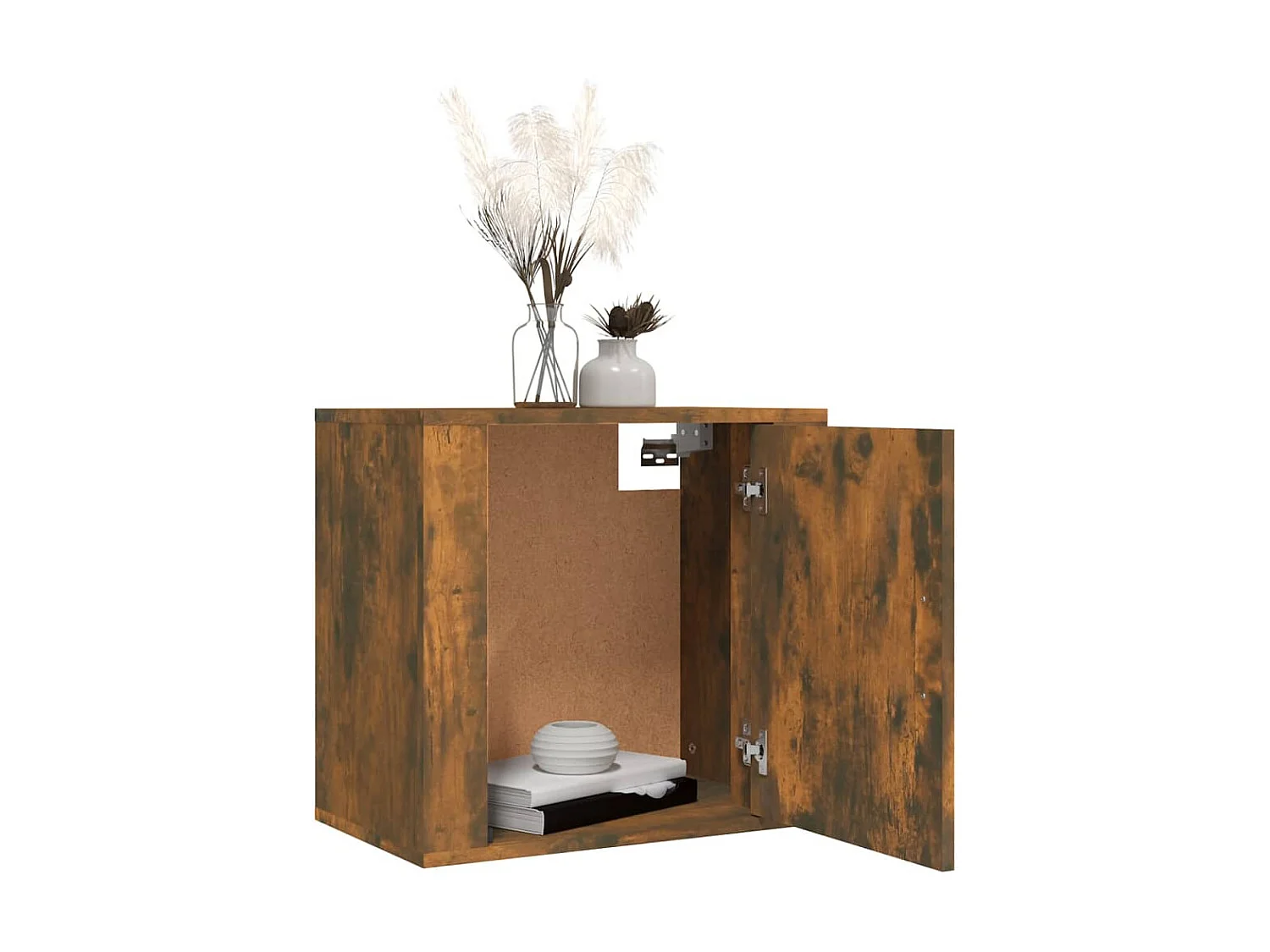 2er-Set Wand-Nachttische Nachtschrank Räuchereiche 50x30x47 cm -RN57446