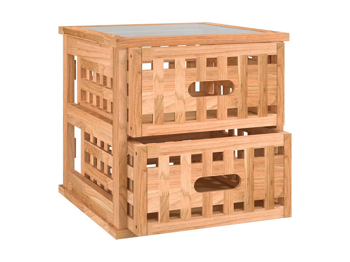 2er-Set Nachttische Nachtschrank 34x34x34 cm Massivholz Nussbaum -RN33188