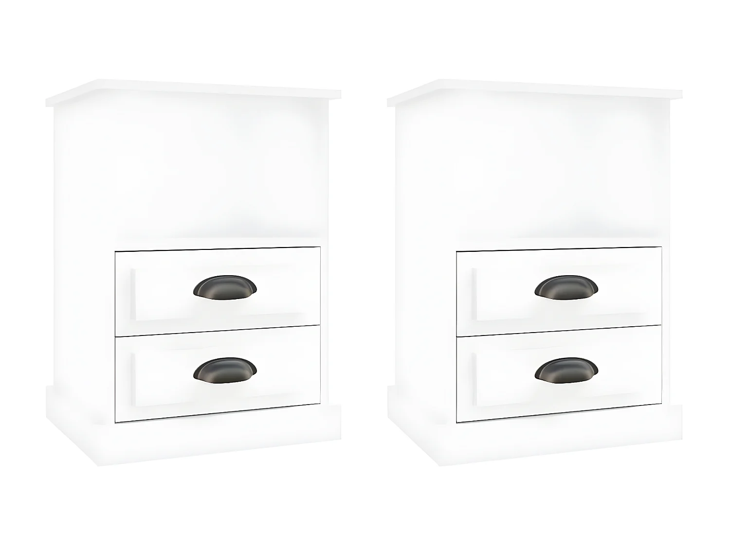 2er-Set Nachttische Nachtschrank Hochglanz-Weiß 43x36x60 cm -RN35682