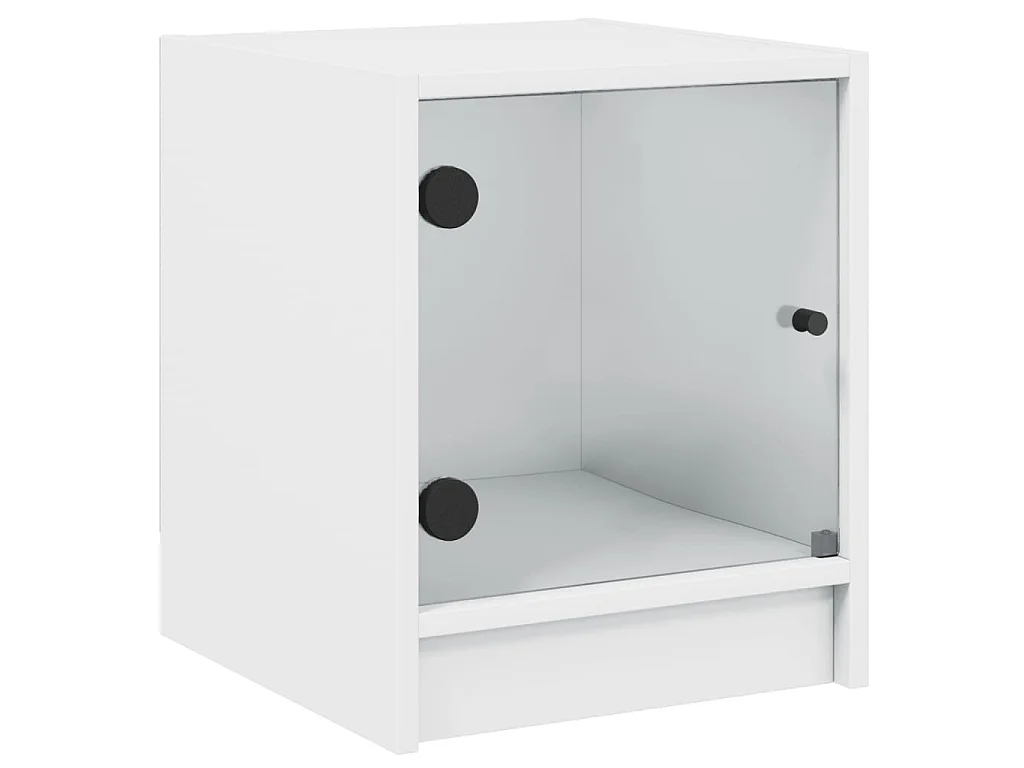 Nachttisch Nachtschrank mit Glastür Weiß 35x37x42 cm -RN94359