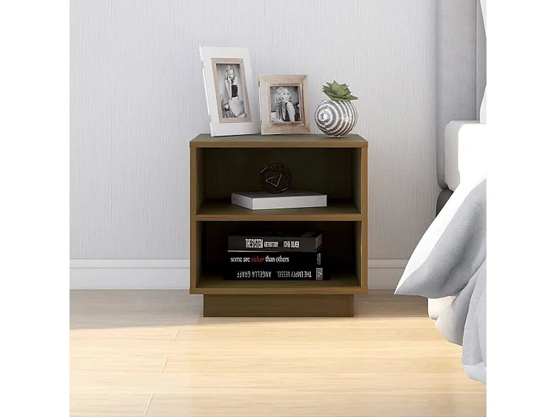 Nachttisch Nachtschrank Honigbraun 40x34x40 cm Massivholz Kiefer -RN98316