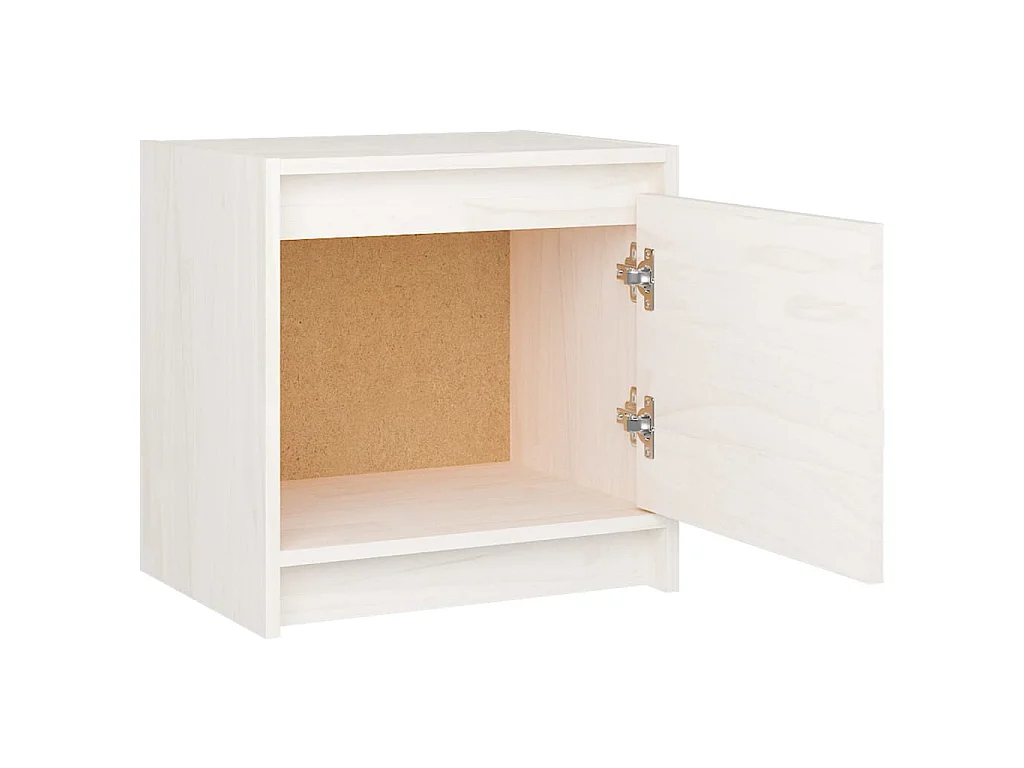 2er-Set Nachtschränke Nachttische Weiß 40x30,5x40 cm Massivholz Kiefer -RN92491