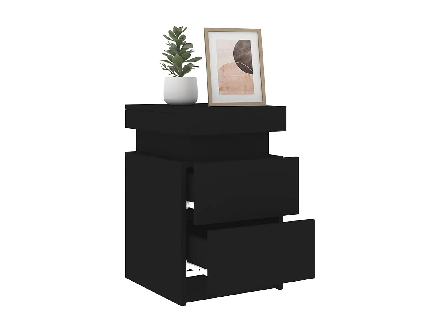 Nachttisch Nachtschrank mit LED-Leuchten Schwarz 35x39x55 cm -RN45211