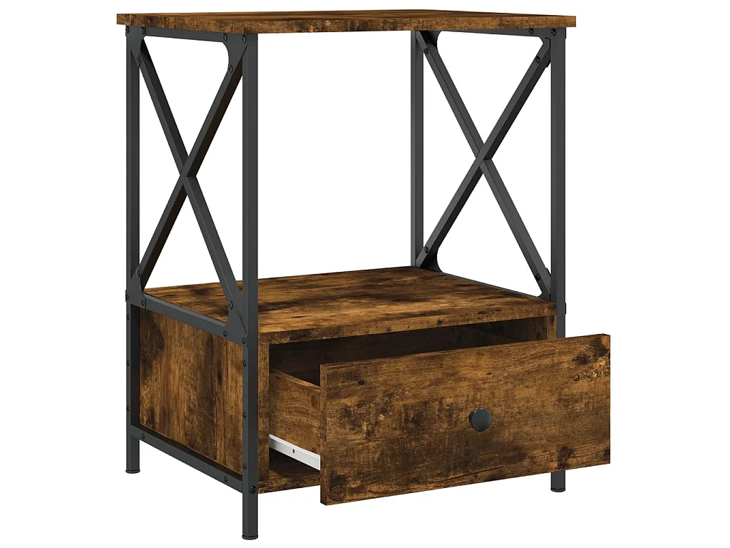 Nachttisch Nachtschrank Räuchereiche 50x41x65 cm Holzwerkstoff -RN92883