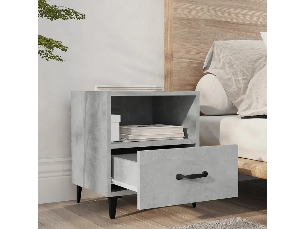 Nachttisch Betongrau Nachtschrank Holzwerkstoff -RN80979