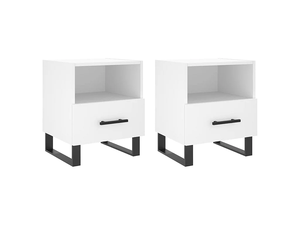 2er-Set Nachttische Nachtschrank Weiß 40x35x47,5 cm Holzwerkstoff -RN51439