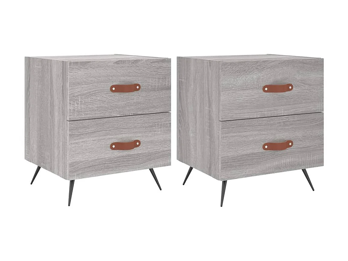 2er-Set Nachttische Nachtschrank Grau Sonoma 40x35x47,5 cm Holzwerkstoff -RN36159