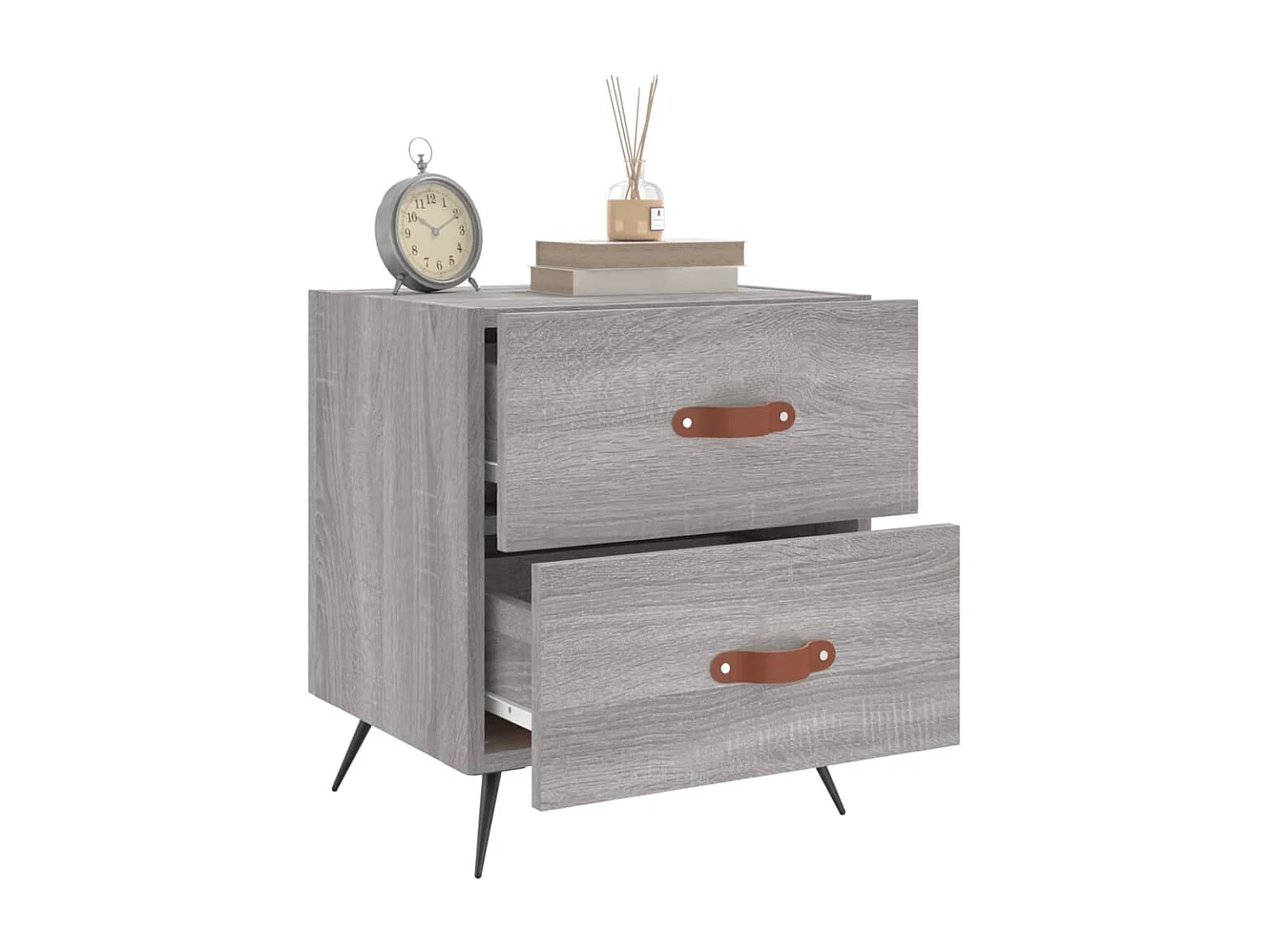 2er-Set Nachttische Nachtschrank Grau Sonoma 40x35x47,5 cm Holzwerkstoff -RN36159