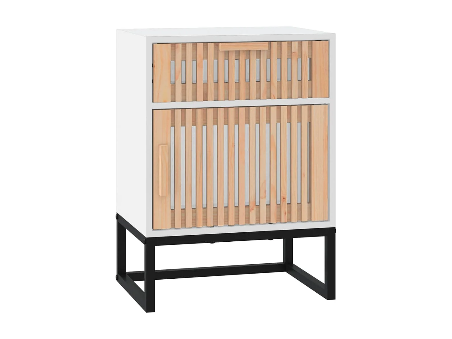 2er-Set Nachttische Nachtschrank Weiß 40x30x55,5 cm Holzwerkstoff & Eisen -RN38189