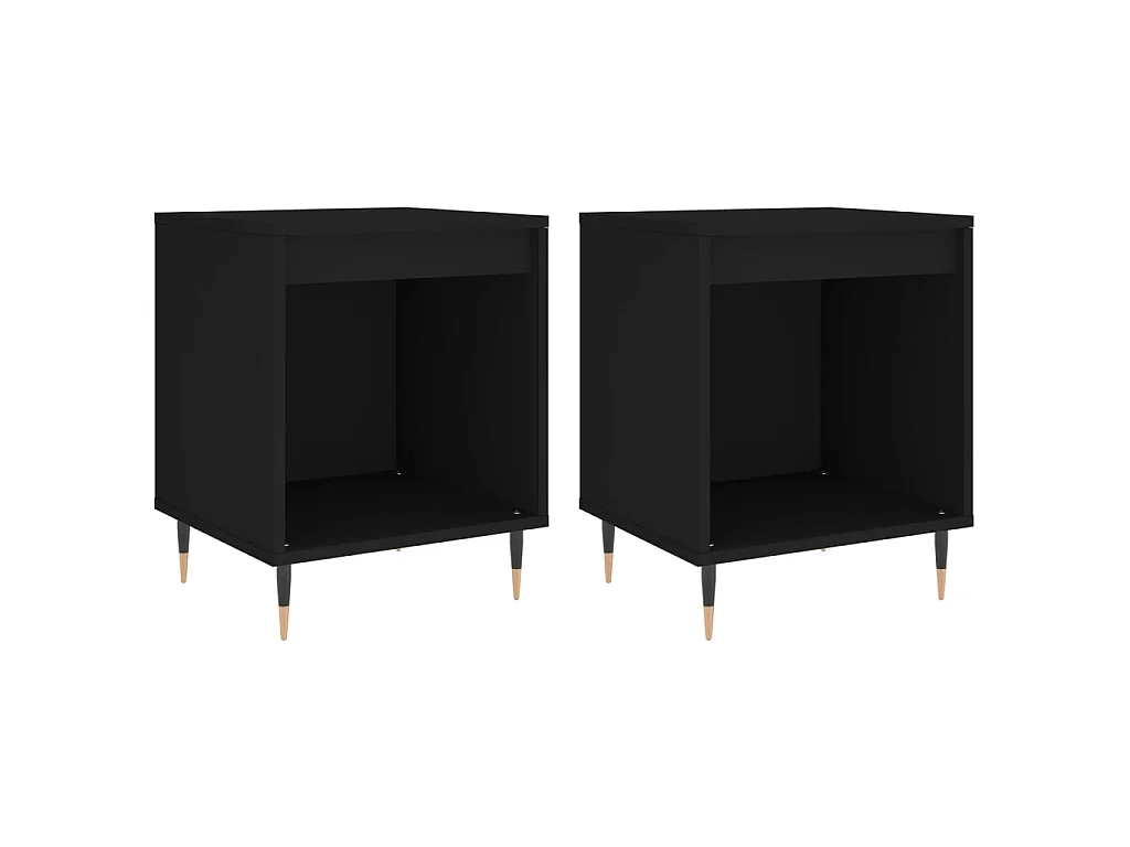 2er-Set Nachttische Nachtschrank Schwarz 40x35x50 cm Holzwerkstoff -RN32827