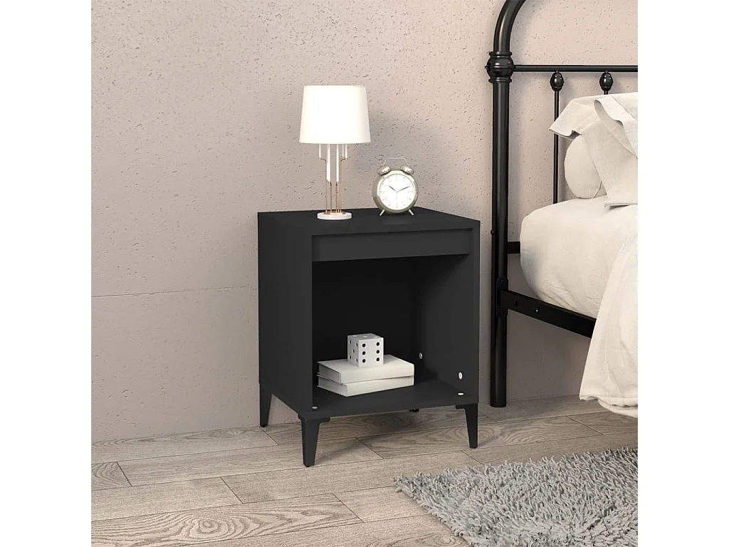 2er-Set Nachttische Nachtschrank Schwarz 40x35x50 cm -RN13612