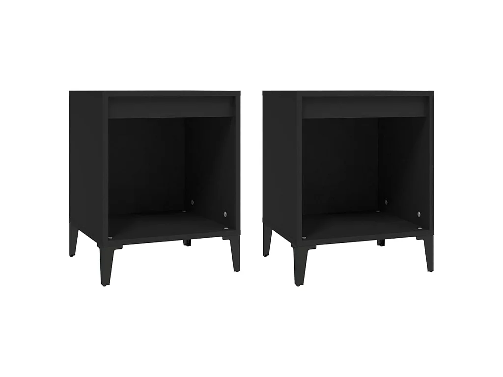 2er-Set Nachttische Nachtschrank Schwarz 40x35x50 cm -RN13612