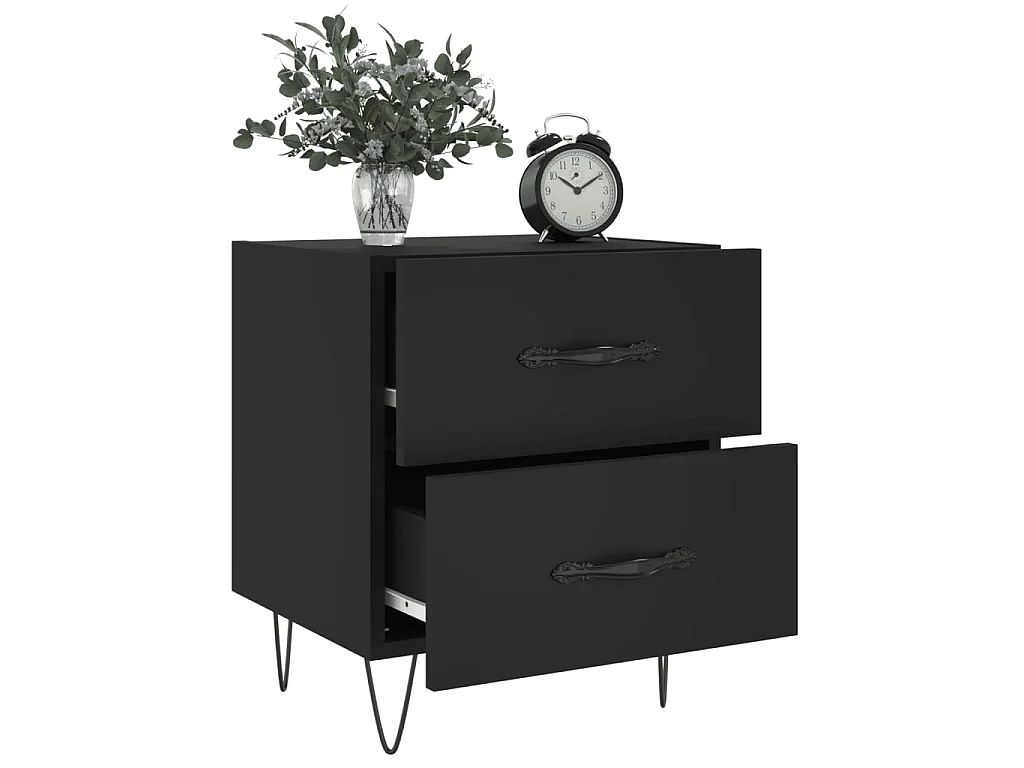 2er-Set Nachttische Nachtschrank Schwarz 40x35x47,5 cm Holzwerkstoff -RN41367