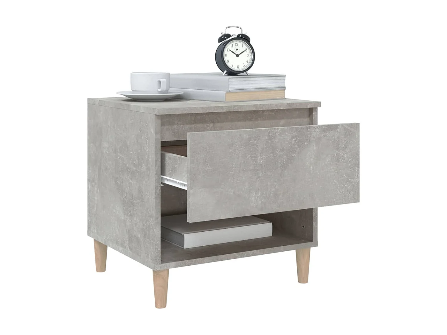 Nachttisch Betongrau Nachtschrank 50x46x50 cm Holzwerkstoff -RN29374