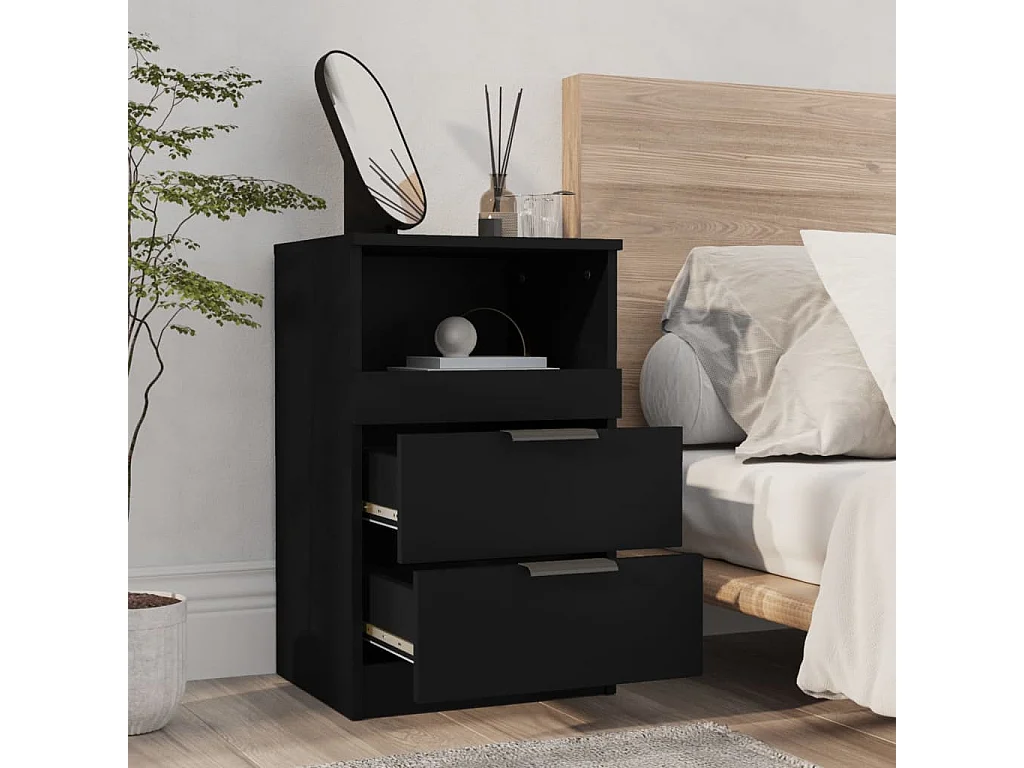 Nachttisch Nachtschrank Schwarz Holzwerkstoff -RN23773