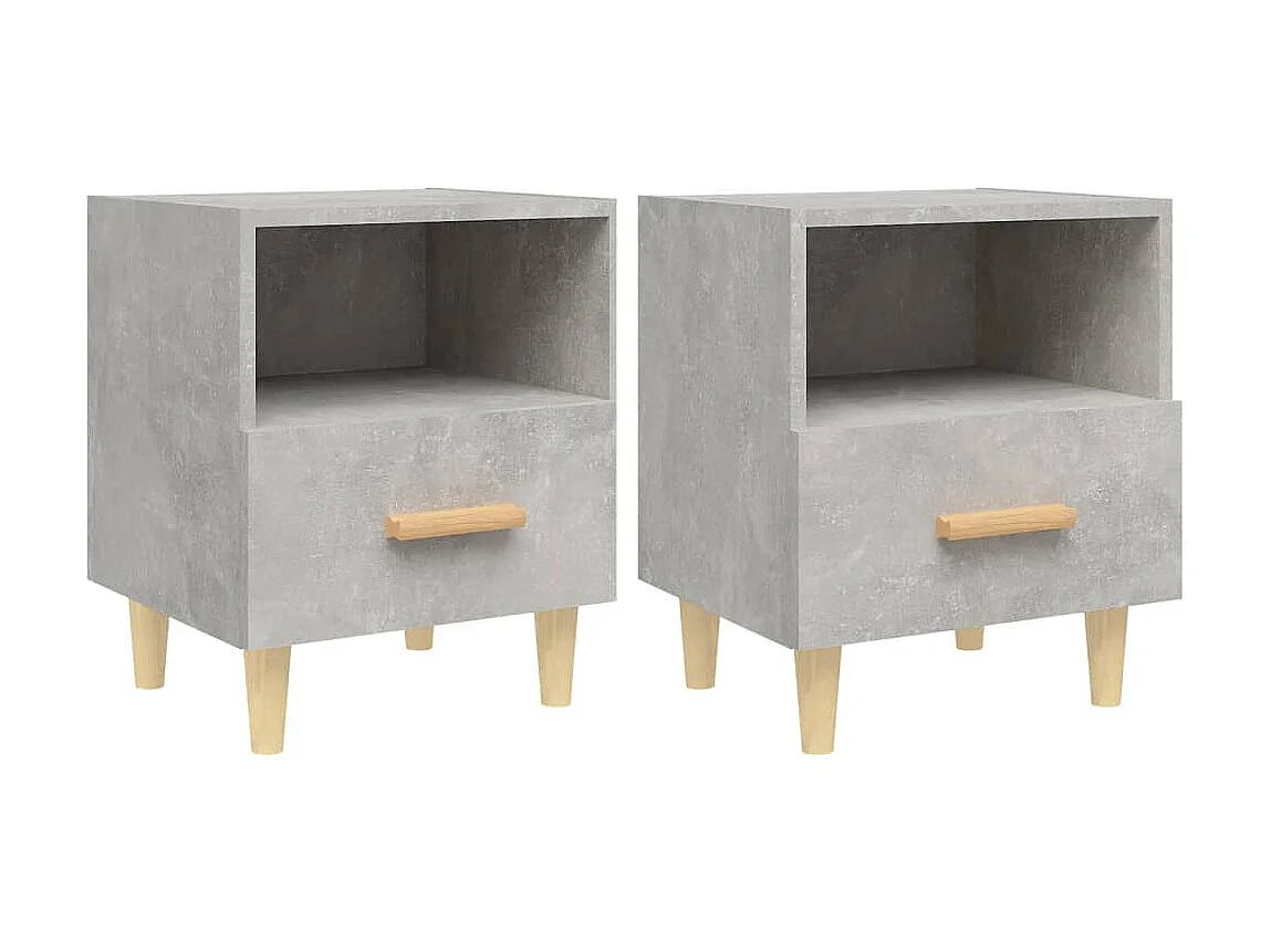 2er-Set Nachttische Nachtschrank Betongrau 40x35x47 cm -RN34878