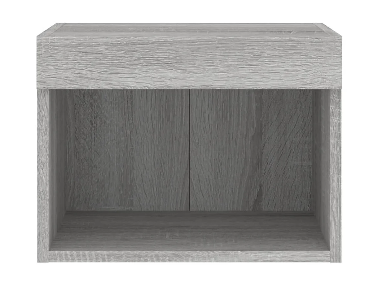 Wand-Nachttisch Nachtschrank mit LED-Leuchten Grau Sonoma -RN32787