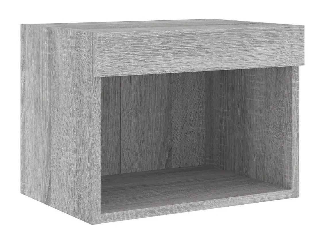 Wand-Nachttisch Nachtschrank mit LED-Leuchten Grau Sonoma -RN32787