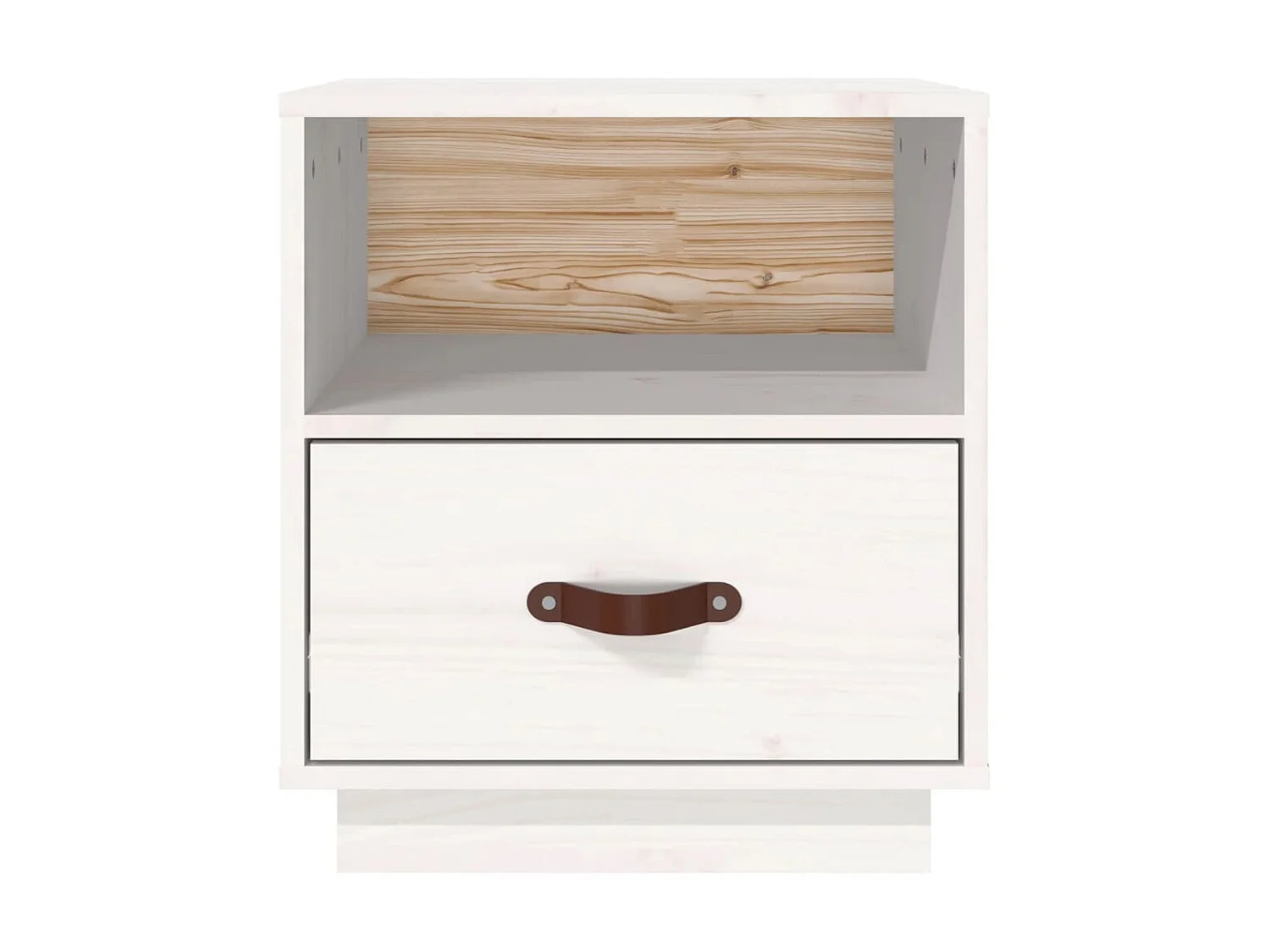 Nachttisch Nachtschrank Weiß 40x34x45 cm Massivholz Kiefer -RN88377