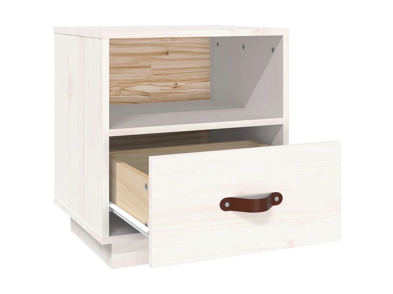 Nachttisch Nachtschrank Weiß 40x34x45 cm Massivholz Kiefer -RN88377