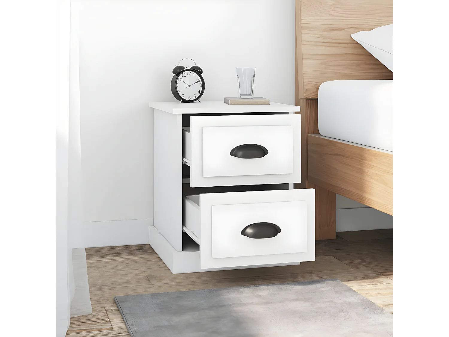 2er-Set Nachttische Nachtschrank Weiß 39x39x47,5 cm Holzwerkstoff -RN41158