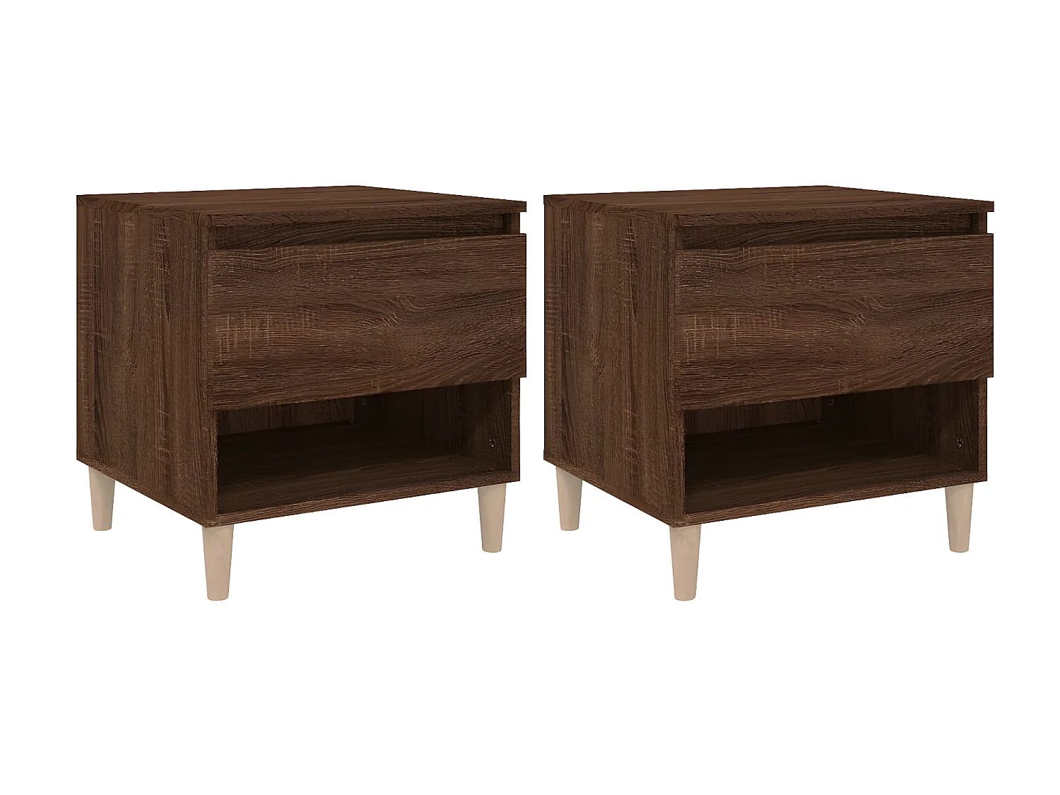 2er-Set Nachttische Nachtschrank Braun Eichen-Optik 50x46x50 cm Holzwerkstoff -RN80820