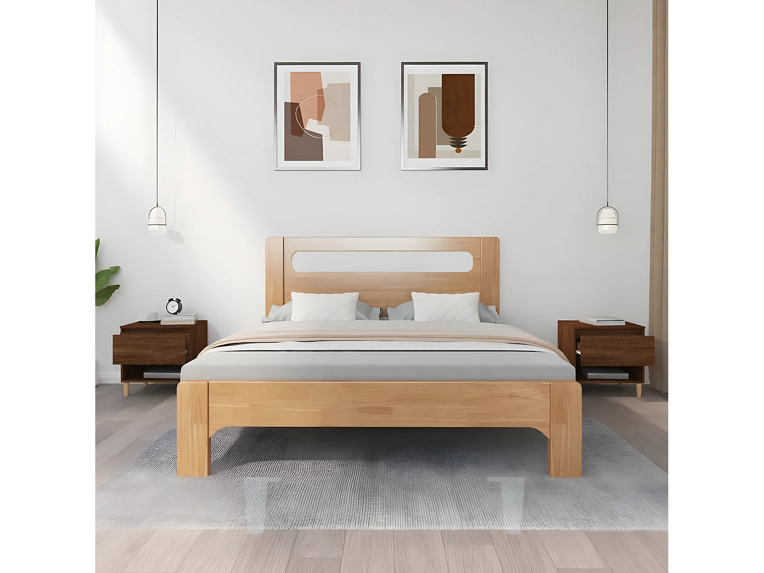 2er-Set Nachttische Nachtschrank Braun Eichen-Optik 50x46x50 cm Holzwerkstoff -RN80820